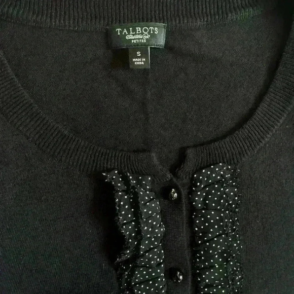 Talbots Sweater Womens Small Silk Cardigan Black Buttons Lightweight NWOT - Picture 2 of 4